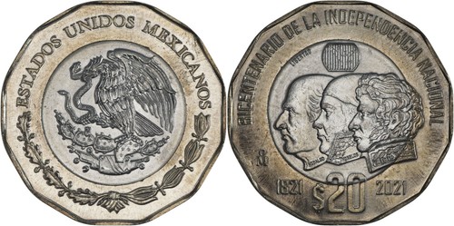 Mexico pesos bi metallic - 20, bi-metallic